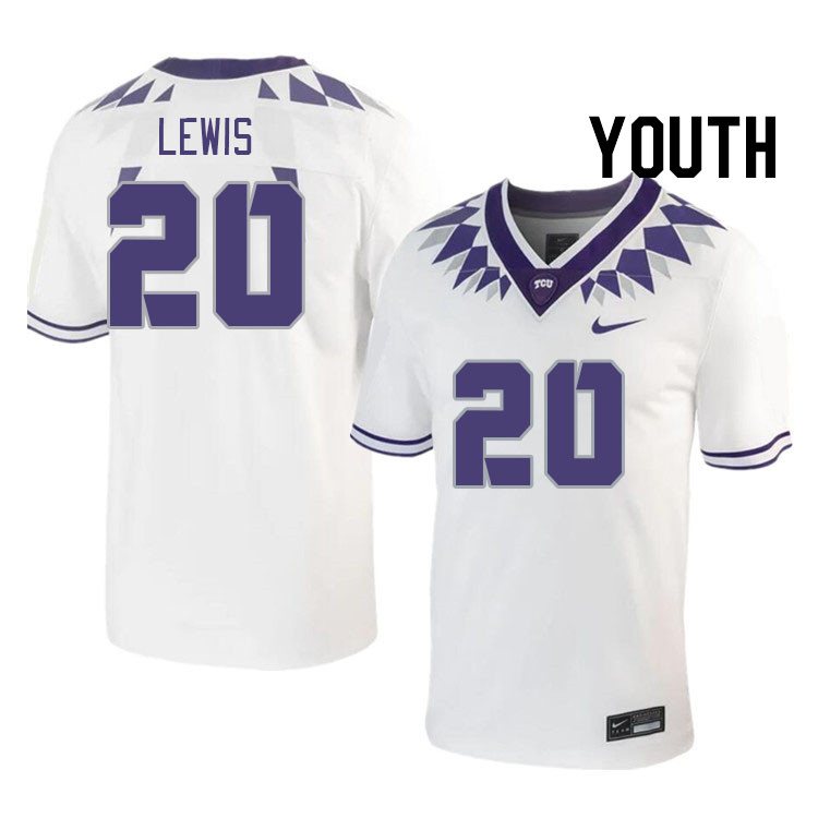 Youth #20 Ronald Lewis TCU Horned Frogs 2023 College Footbal Jerseys Stitched-White